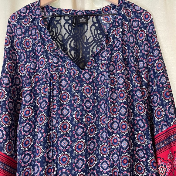 New Directions Boho Bandanna Print Blouse - Picture 7 of 11